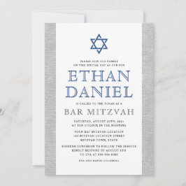 Convites Cinza Elegante - Estrela azul de David bar mitzvah