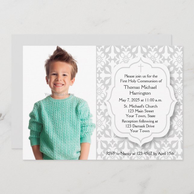 Convites Cinza espiritual, Foto (Frente/Verso)