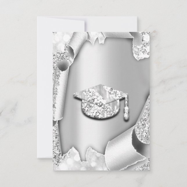 Convites Cinza formando Bachelorette 3d Glitter Silver (Verso)