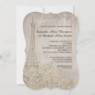 Convites Cinza Glam Vintage Paris Parisiense Casamento Na m