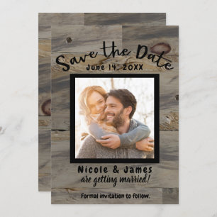 Convites Cinza Industrial Madeira Marrom Rusta Salvar Data