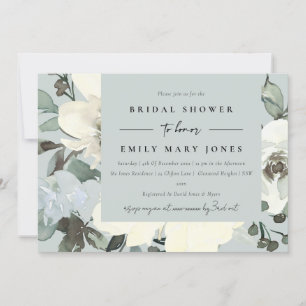 CONVITES CINZA IVORY WHITE FLORCOLOR WATERCOLOR CHÁ DE PANE