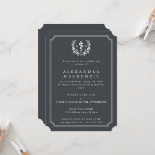 Convites Cinza MD Asclepius + Coroa de Louros Formatura