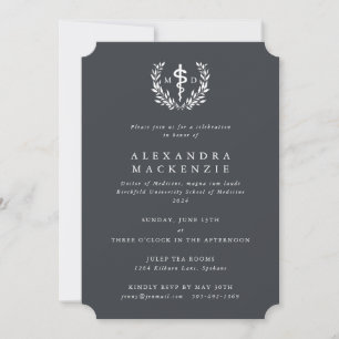 Convites Cinza MD Asclepius + Laurel Wreath Graduação