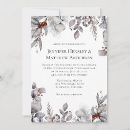 Convites Cinza Pálida, Casamento no inverno Silver Terracot