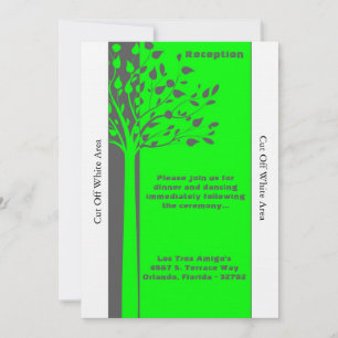 Convites Cinza/Placa de Recepção de casamento verde neon