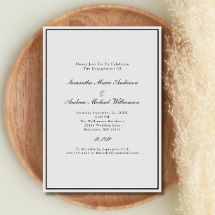 Convites Cinza Prata Preto Elegante Noivado Casamento