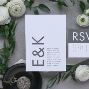 Convites  Cinza Premium Ultimate Modern Monogramas 