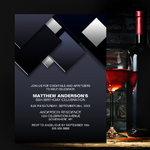 Convites Cinza preta Festa de aniversário coquetel 65