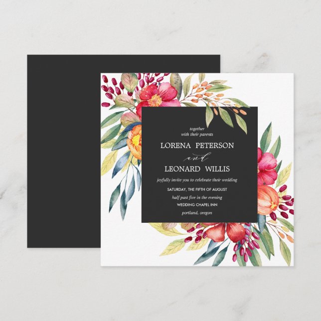 Convites Cinza quadrada russa de elEGANTE moderno pintado (Frente/Verso)