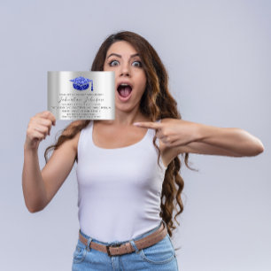 Convites Cinza Real Blue Simp para Estudantes do Partido fo