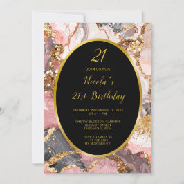 Convites Cinza rosa, Festa de aniversário Dourada de ágar-m