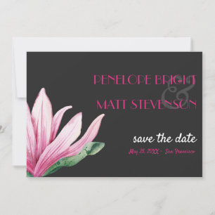 Convites Cinza Rosa Magnolia Flower WEDDING SALVE DATA
