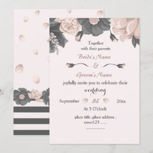 Convites cinza rosa poeirento flores maravilhosas casamento
