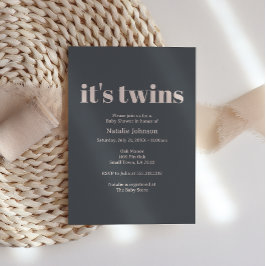 Convites Cinza rosa  Tipografia Gêmeos Chá de fraldas