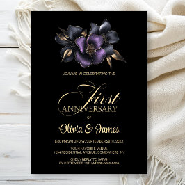 Convites Cinza Roxa Negra Aniversário de Casamento de ruas