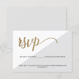 Convites Cinza RSVP Moderna Dourada Sem envio de correio Re