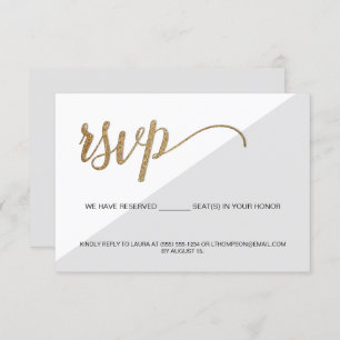 Convites Cinza RSVP Moderna Dourada Sem envio de correio Re