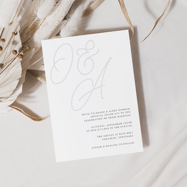 Convites Cinza | Script Watermark Monograma Wedding (Criador carregado)