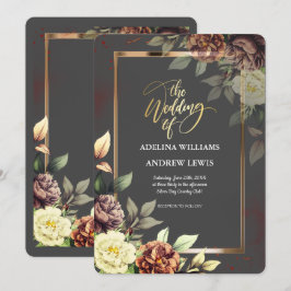 Convites Cinza Simples Minimalista, Casamento de Frame Dour