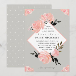 Convites Cinza suave e Chá de fraldas flexível embutido