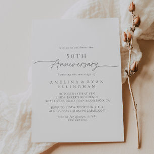 Convites Cinza Suave Simples Minimalista 50º Aniversário de