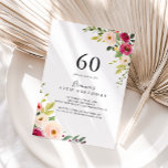Convites Cinza verde Blush Floral 60ª Festa de aniversário<br><div class="desc">Este convite de aniversário verde rosa pincelado floral 60º é perfeito para uma simples festa de aniversário. O design apresenta belas pinturas manuais,  rosas,  pincéis e pénicas amarelas,  pintadas à mão,  com folhagem verde.</div>