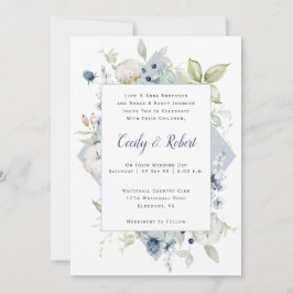 Convites Cinza Verde Dusty Blue Sage Casamento Floral