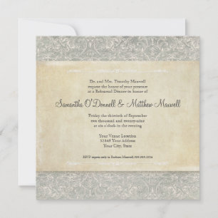 Convites Cinza Vintage Casamentos com rendas francesas