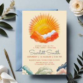 Convites Cinzas Amarelas e de Sol Chá de fraldas Amarelo