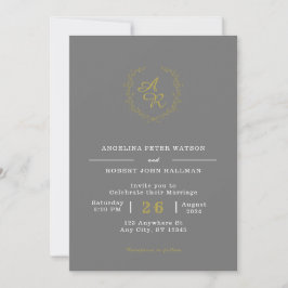 Convites Cinzas com marca personalizada e casamento elegant