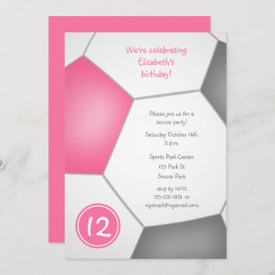 Convites cinzas cor-de-rosa desportiva festa de aniversário