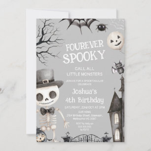 Convites Cinzas de Halloween Boys Fouever Spooky 4º anivers