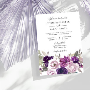 Convites Cinzas de inverno: Casamento Floral de Lavanda Rox