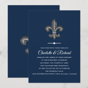 Convites Cinzas de Nola & casamento francês da flor de lis