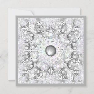 Convites Cinzas de rendas cerâmicas e flocos de neve