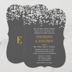 Convites Cinzas e Casamento Amarelo-romântico à Noite