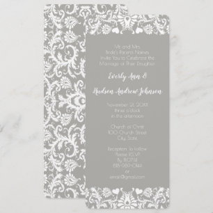 Convites Cinzas e Casamento tema damasco Floral de rendas b