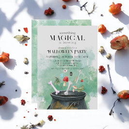 Convites Cinzas e Feitiços Bruxas Cauldron Halloween