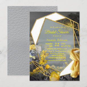 Convites Cinzas e tulipas amarelas, margaridas com um pôr 