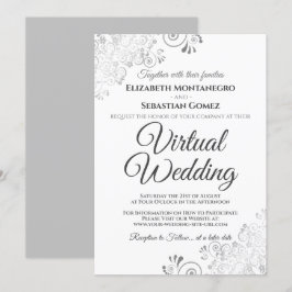 Convites Cinzas Elegantes de Silver Frils e Casamento Virtu