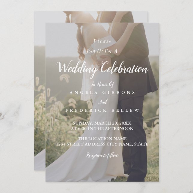 Convites Cinzas Elegantes E Brancos Com Casamento De Fotogr (Frente/Verso)