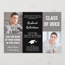 Convites Cinzas Elegantes e Formatação do Jovem Negro