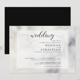 Convites Cinzas Elegantes e Nuvens Suaves Douradas Pálidas