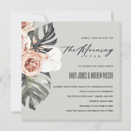 CONVITES CINZAS MONSTERA FLORA NA MANHÃ APÓS O CASAMENTO