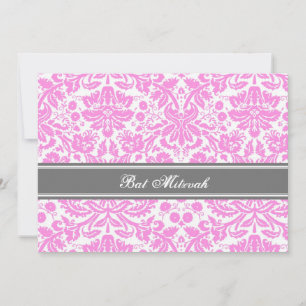 Convites Cinzas rosa - Chamadas de Bat Mitzvah