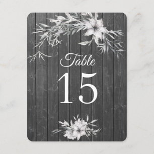 Convites Cinzas rústicas. Números de madeira da mesa do