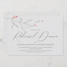 Convites Cinzas simples e flores vermelhas Janto de ensaio