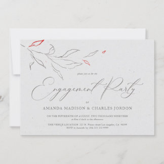 Convites Cinzas simples elegantes e Festas de noivado de fl