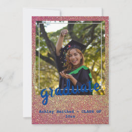 Convites Cinzas Verdes Modernas Graduação de Fotos Rosa